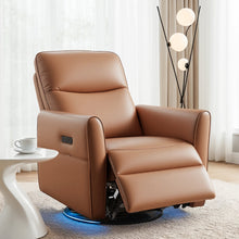 Artiss Power Recliner Swivel Chair PU Leather LED Lights USB Charging 240 Degree Swivel Brown