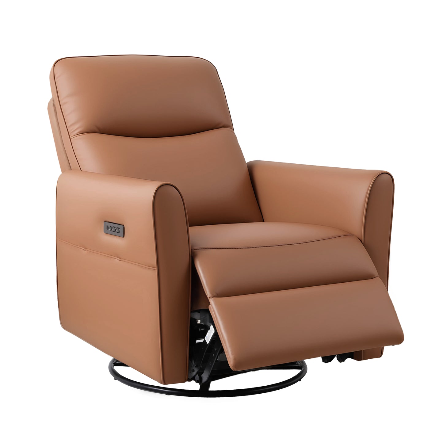 Artiss Power Recliner Swivel Chair PU Leather LED Lights USB Charging 240 Degree Swivel Brown