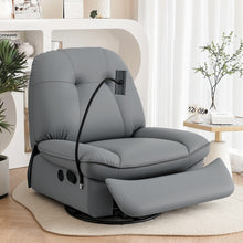 Artiss Swivel Rocker Recliner with USB Ports | PU Leather | Grey