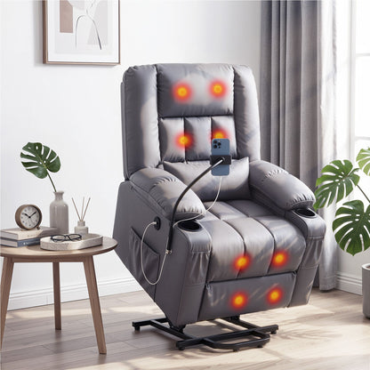 Artiss Power Lift Recliner Chair with Massage & Heat | Grey