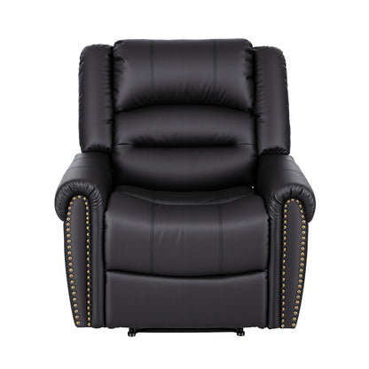 Artiss Manual Recliner Chair with USB Port | Faux Leather | Black
