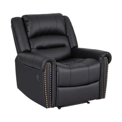Artiss Manual Recliner Chair with USB Port | Faux Leather | Black