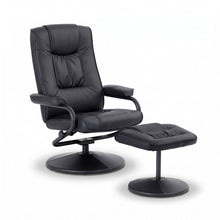 Artiss Swivel Recliner Chair & Ottoman Set | PU Leather | Black