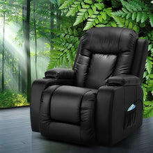 Artiss Recliner Chair Massage Heated 8-Point PU Leather 180kg Black