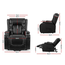 Artiss Lift Recliner Chair 8-Point Heated Massage 135° Recline PU Leather 180kg SAA Black