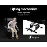 Artiss Lift Recliner Chair 8-Point Heated Massage 135° Recline PU Leather 180kg SAA Black