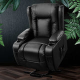 Artiss Lift Recliner Chair 8-Point Heated Massage 135° Recline PU Leather 180kg SAA Black