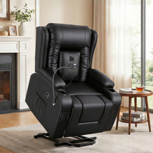 Artiss Lift Recliner Chair 8-Point Heated Massage USB Charging Port Phone Holder 135° Recline PU Leather Black
