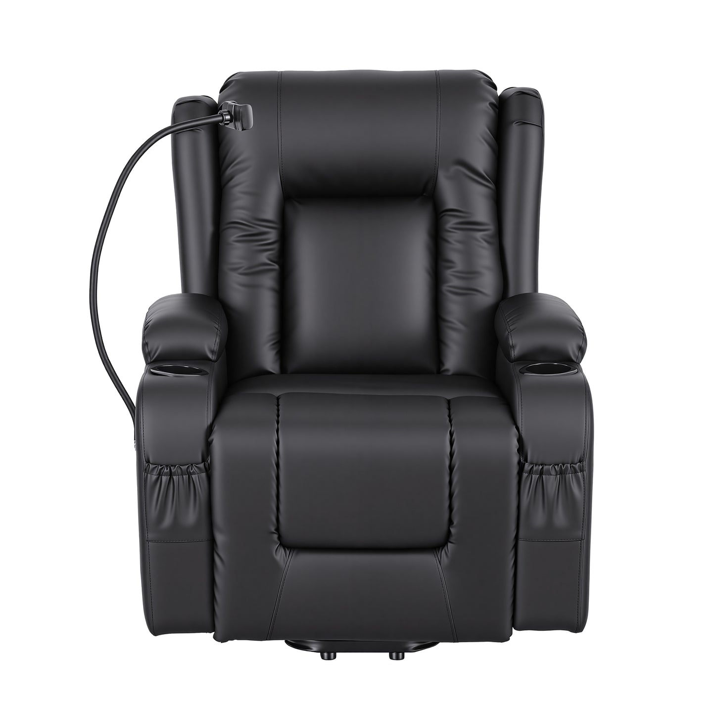 Artiss Lift Recliner Chair 8-Point Heated Massage USB Charging Port Phone Holder 135° Recline PU Leather Black