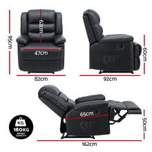 Artiss Manual Recliner Chair with 16-Colour LED | PU Leather | Black