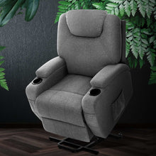 Artiss Lift Recliner Chair 8-Point Heated Massage 160° Recline Faux Linen 150kg SAA Grey