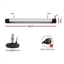 Devanti 3000W Carbon Fibre Radiant Strip Heater Wall Mount Indoor Outdoor IP65 Remote 24Hr Timer
