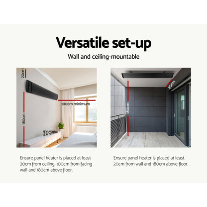 Devanti 3200W Radiant Panel Heater Wall Ceiling Mount Indoor Outdoor IPX4 Remote