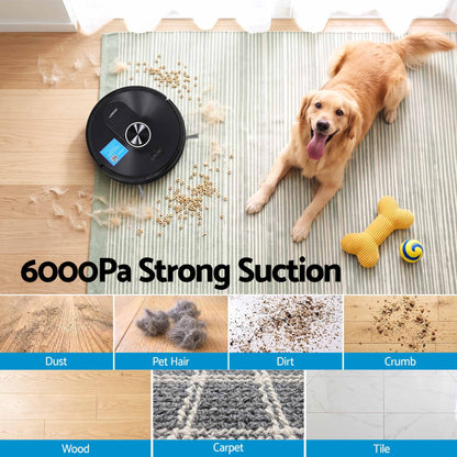 DEVANTI 3-in-1 Robot Vacuum and Mop with App Control 6000Pa LDS Laser
