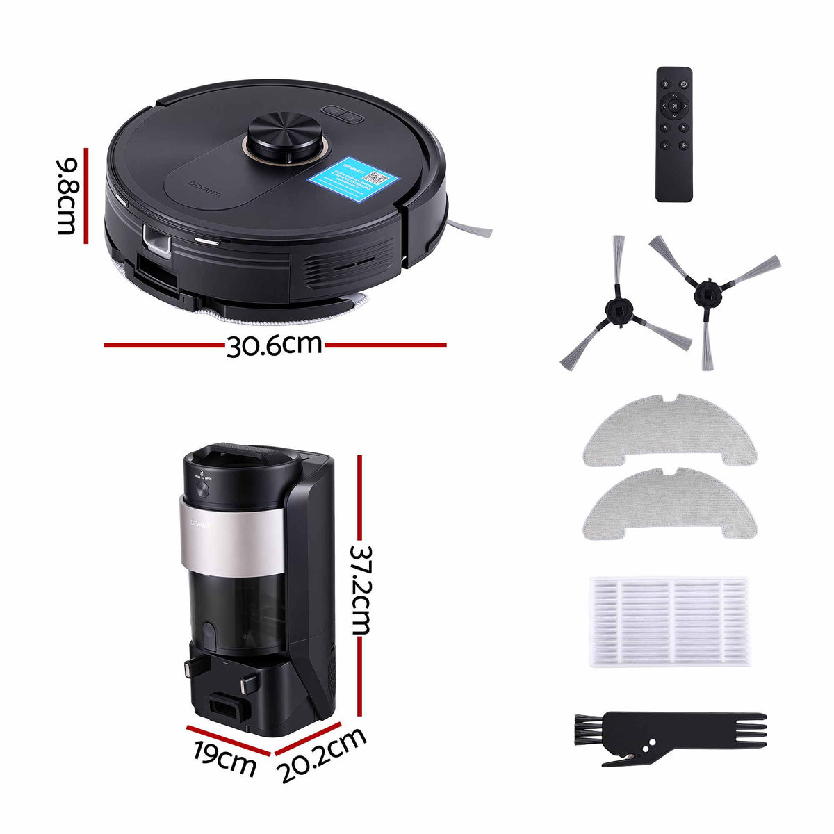 Devanti Robot Vacuum & Mop 6000Pa - Self-Empty Dock - view 2
