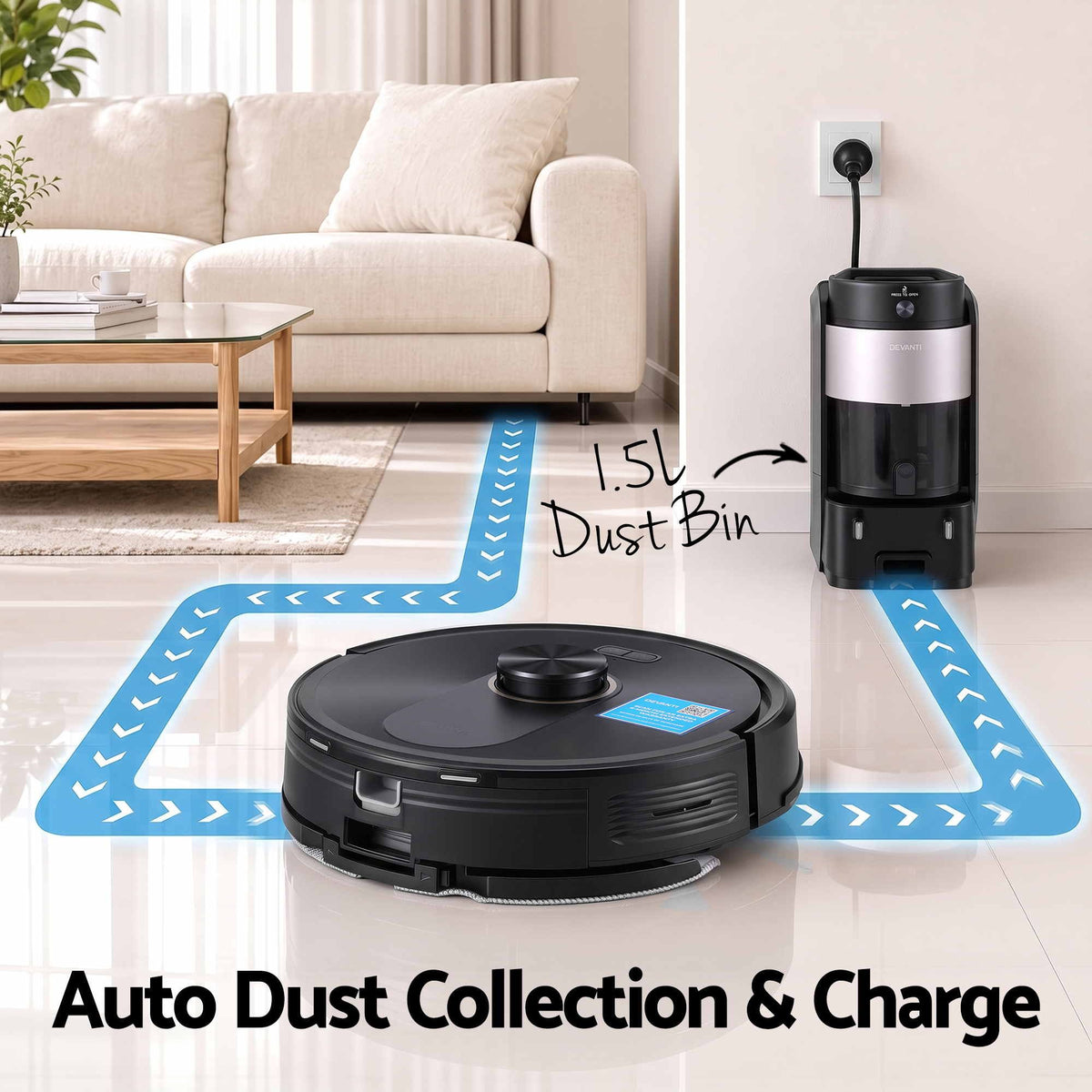 Devanti Robot Vacuum & Mop 6000Pa - Self-Empty Dock - view 6