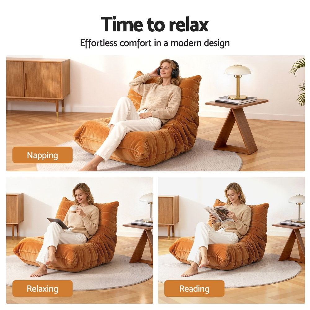Artiss Caterpillar Lazy Sofa Chair | Brown