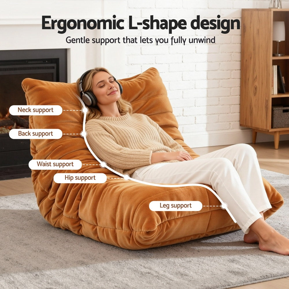 Artiss Caterpillar Lazy Sofa Chair | Brown