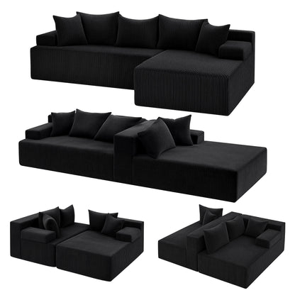 Artiss 4-Seater L-Shape Modular Sofa | Black