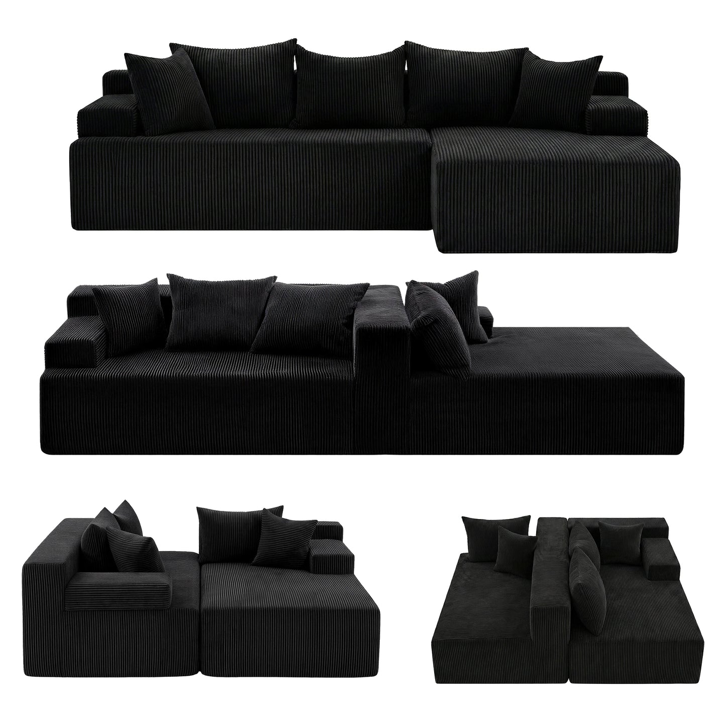Artiss 4-Seater L-Shape Modular Sofa | Black