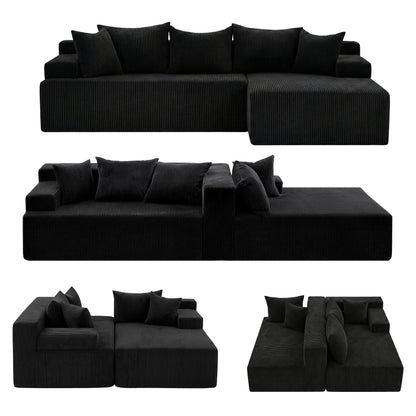 Artiss 4-Seater L-Shape Modular Sofa | Black