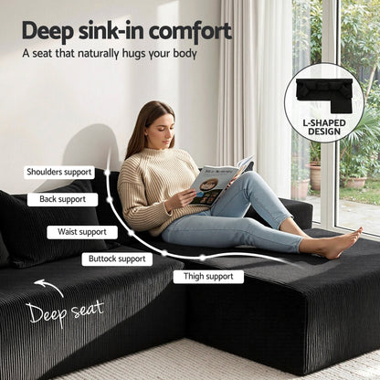 Artiss 4-Seater L-Shape Modular Sofa | Black
