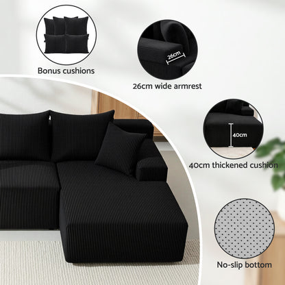 Artiss 4-Seater L-Shape Modular Sofa | Black