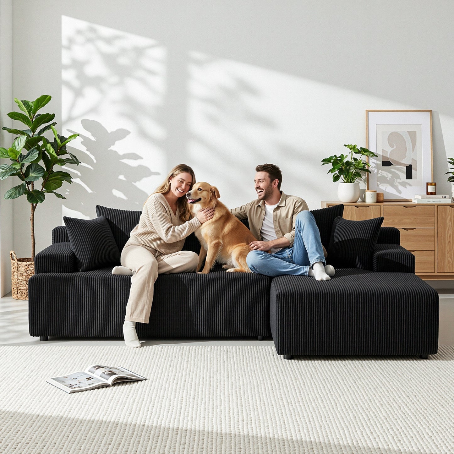 Artiss 4-Seater L-Shape Modular Sofa | Black