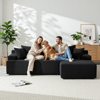 Artiss 4-Seater L-Shape Modular Sofa | Black