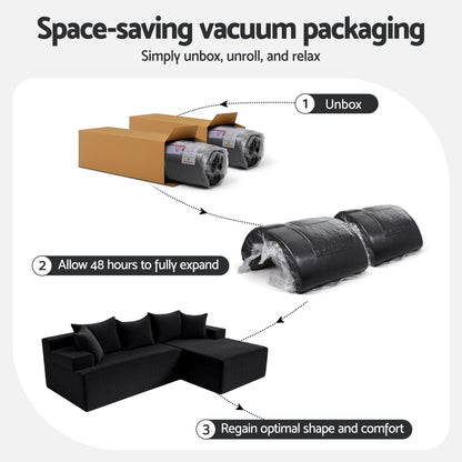 Artiss 4-Seater L-Shape Modular Sofa | Black