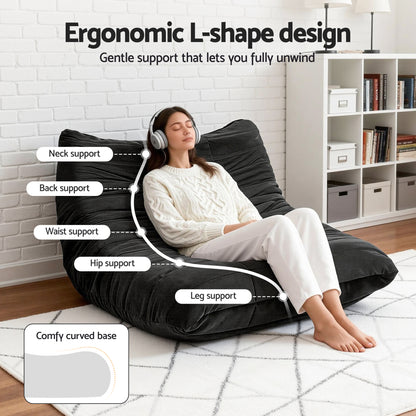 Artiss 2-Seater Caterpillar Lazy Sofa | Black
