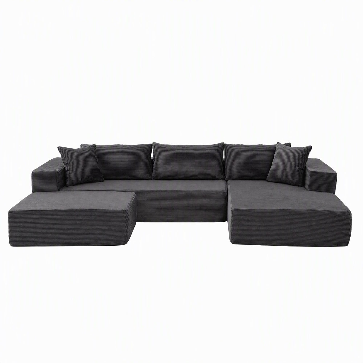 Corduroy modular sofa bed rated to 200kg per seat with grip base and sofa clips