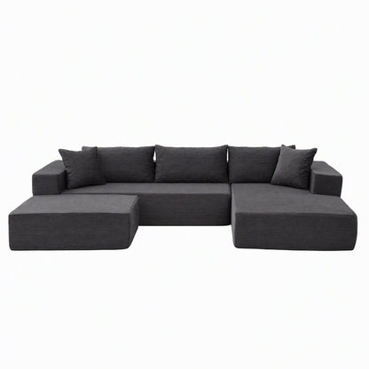 Corduroy modular sofa bed rated to 200kg per seat with grip base and sofa clips