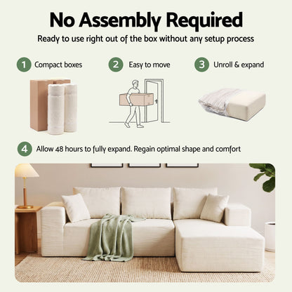 Artiss white chenille boneless sofa bed rated to 200kg per seat