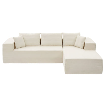 Chenille modular sofa with grip base and sofa clips keeping sections aligned