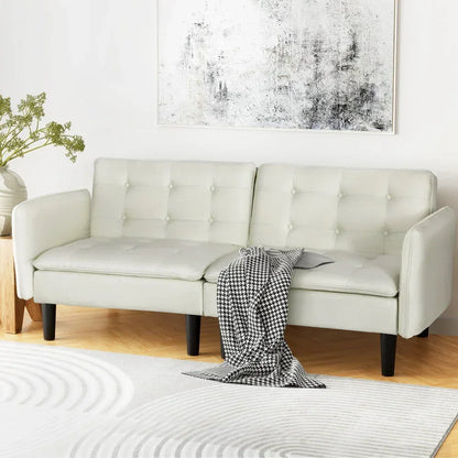 Artiss Sofa Bed 3 Seater Tufted Faux Linen Beige - Stacks Warehouse