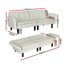 Artiss Sofa Bed 3 Seater Tufted Faux Linen Beige - Flea Market