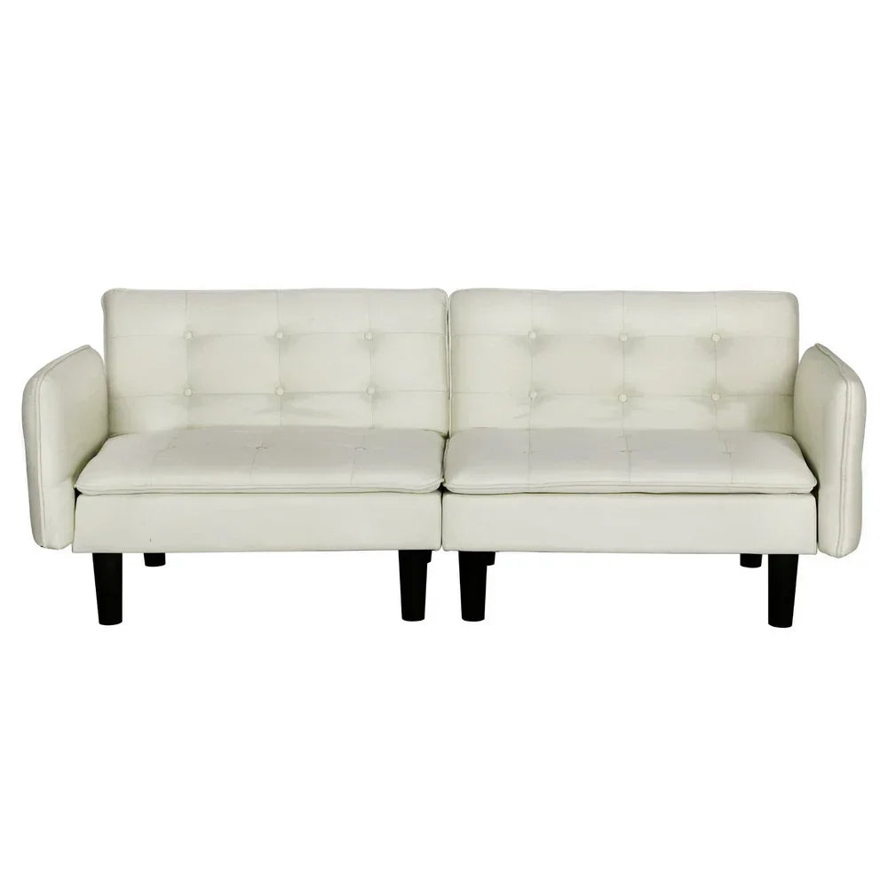 Artiss Sofa Bed 3 Seater Tufted Faux Linen Beige - Stacks Warehouse
