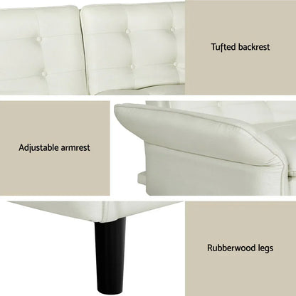 Artiss Sofa Bed 3 Seater Tufted Faux Linen Beige - Stacks Warehouse