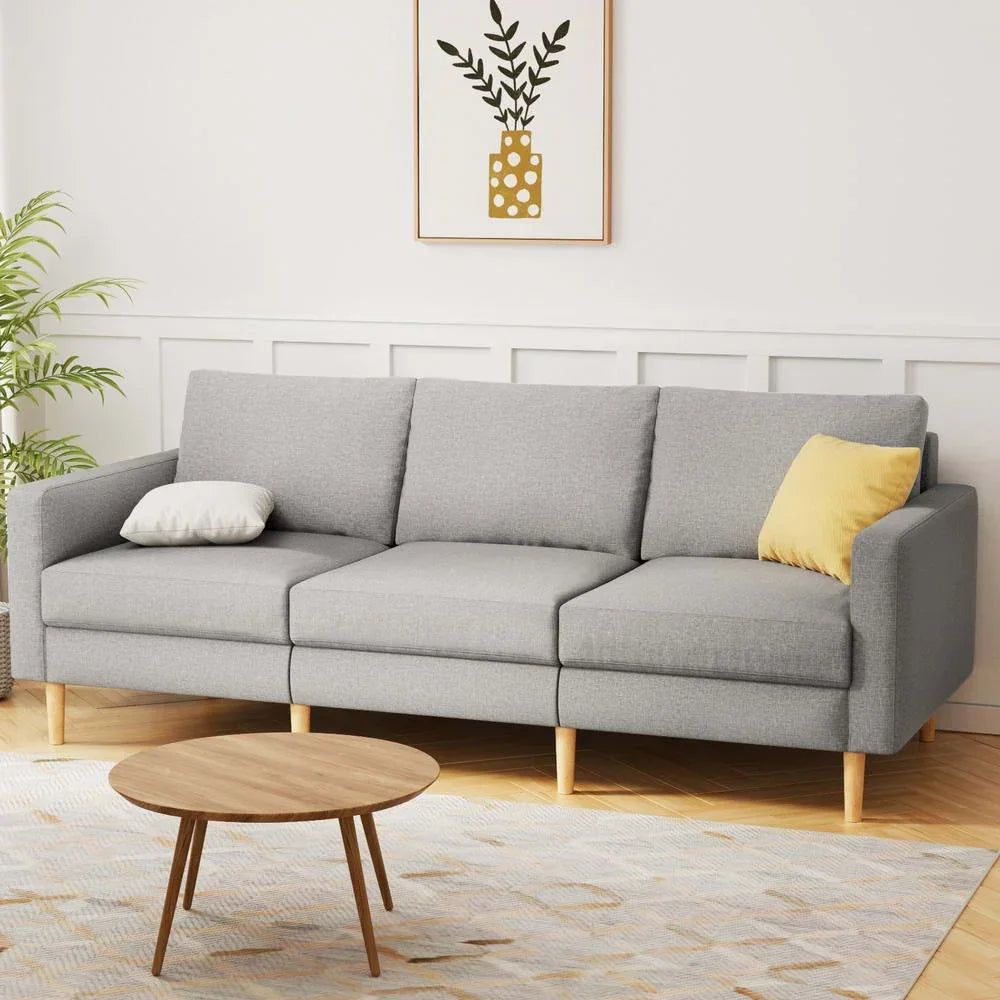 Artiss 3 Seater Sofa 225cm Linen Fabric Grey - Stacks Warehouse
