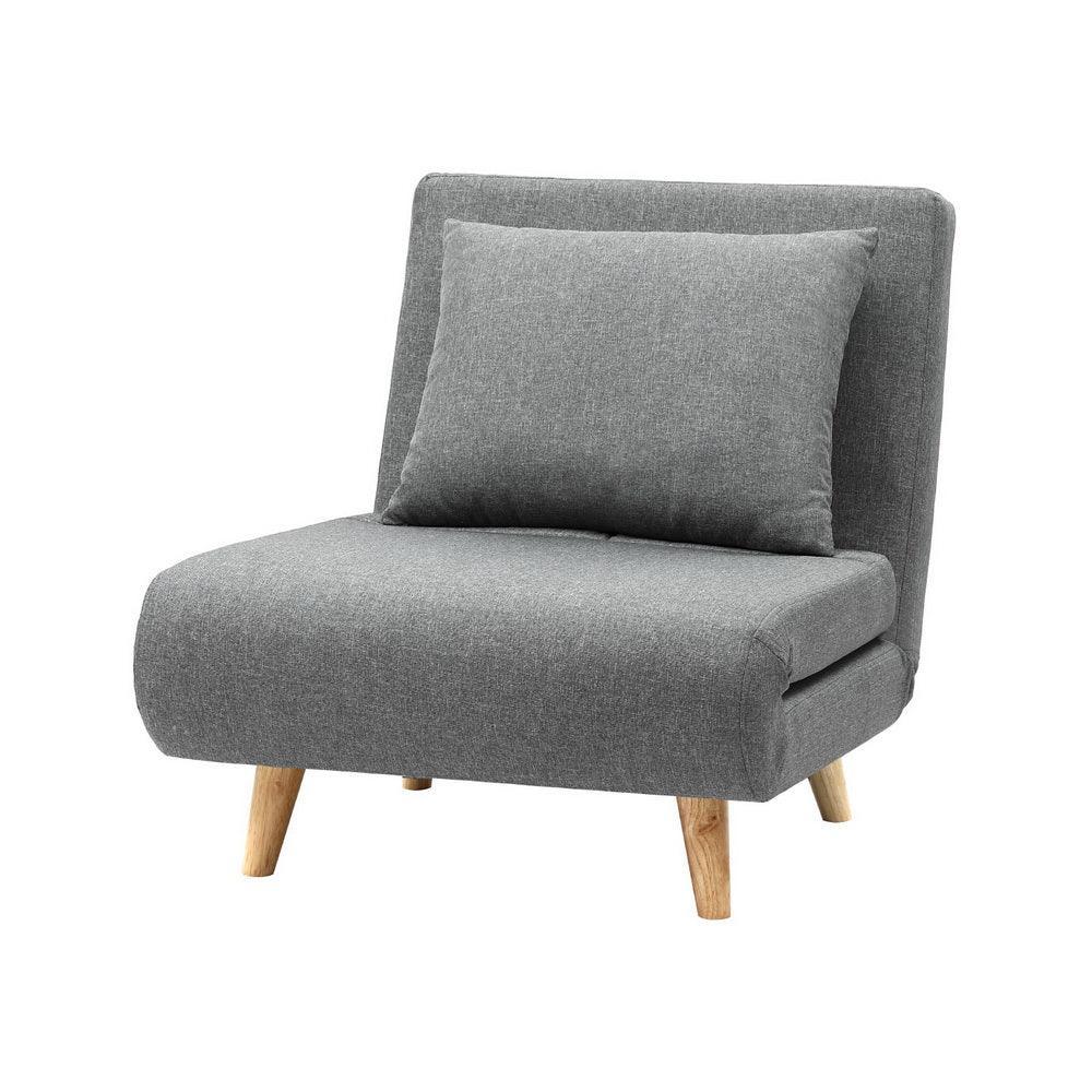 Artiss Sofa Bed Convertible Couch Recliner Lounge Chair Linen Grey - Stacks Warehouse