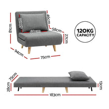 Artiss Sofa Bed Convertible Couch Recliner Lounge Chair Linen Grey - Flea Market