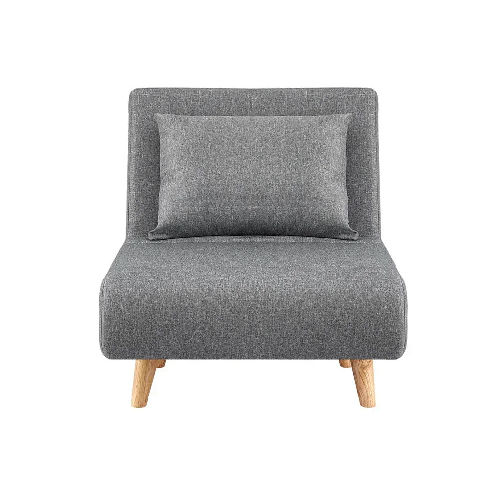 Artiss Sofa Bed Convertible Couch Recliner Lounge Chair Linen Grey - Stacks Warehouse