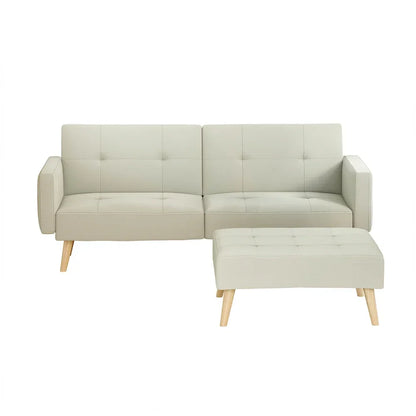 Artiss Sofa Bed Lounge Convertible Ottoman Couch Recliner 3 Seater Fabric Beige - Stacks Warehouse