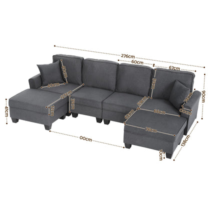 Artiss U-Shape Modular Storage Sofa | Grey