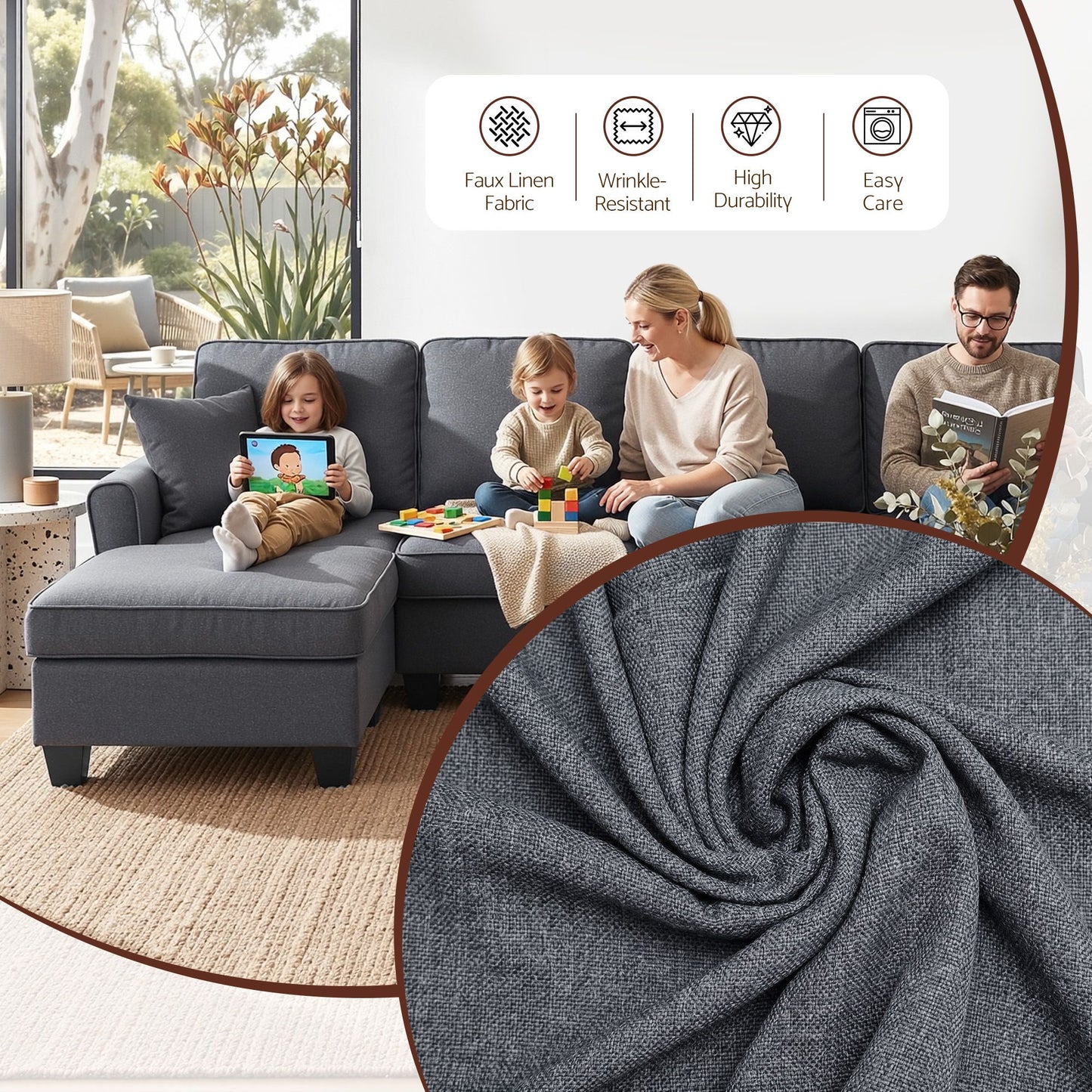 Artiss U-Shape Modular Storage Sofa | Grey