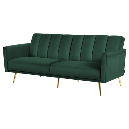 Artiss 3-Seater Velvet Sofa Bed | Green/Gold