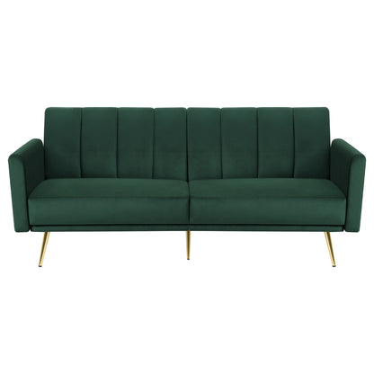 Artiss 3-Seater Velvet Sofa Bed | Green/Gold