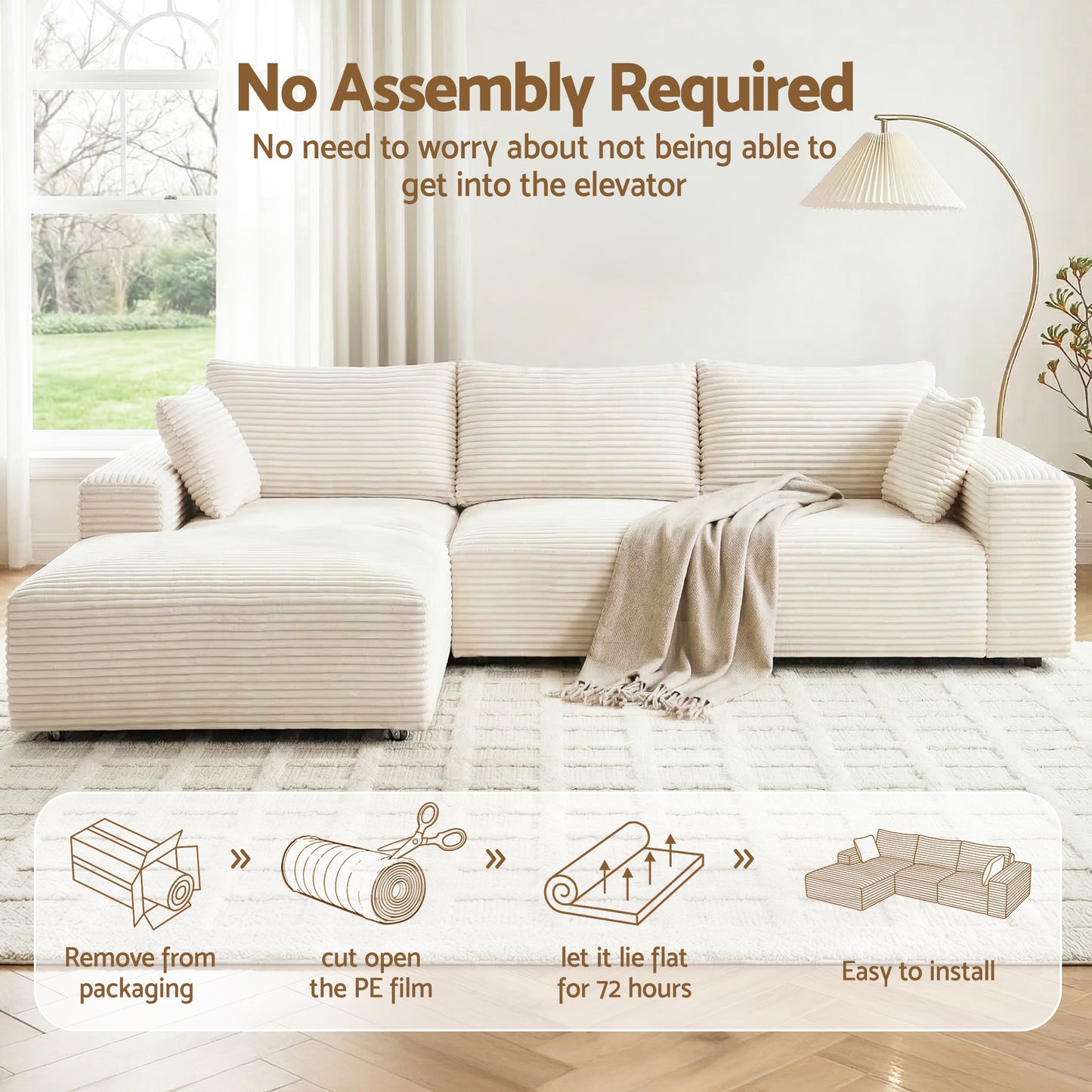 Artiss 3-Seater L-Shape Modular Cloud Sofa | White