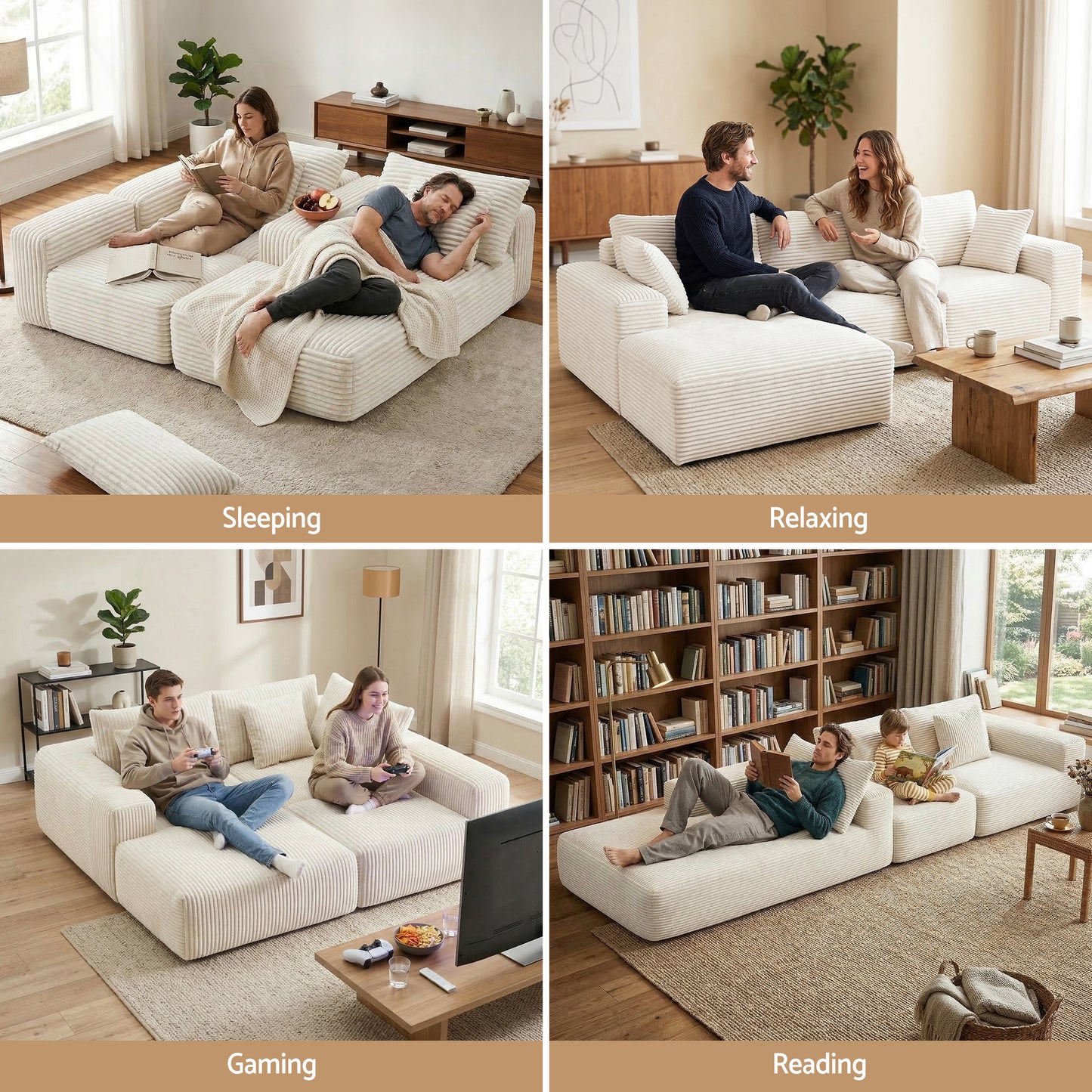 Artiss 3-Seater L-Shape Modular Cloud Sofa | White